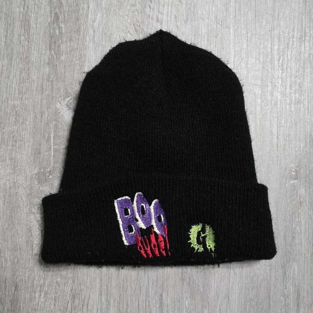 Vintage 90s Goosebumps "BOO DUDE!" Black Beanie Horror Embroidered USA MADE